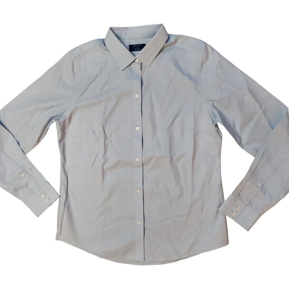 UnTuckIt Women's Blue Toscano Button Up Long Sleeve Size 4 Shirt Top A11